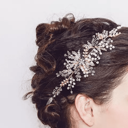 Crystal Leaf Flower Rhinestone Wedding Crown - Mura Boutique