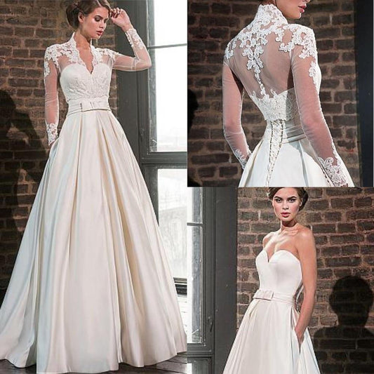 Elegant Sweetheart Satin Wedding Dress - Mura Boutique