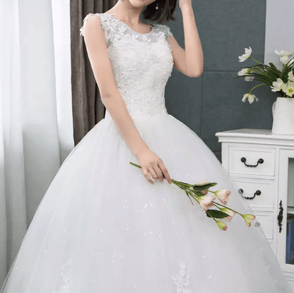 Floral Appliques Ball Wedding Dress - Mura Boutique