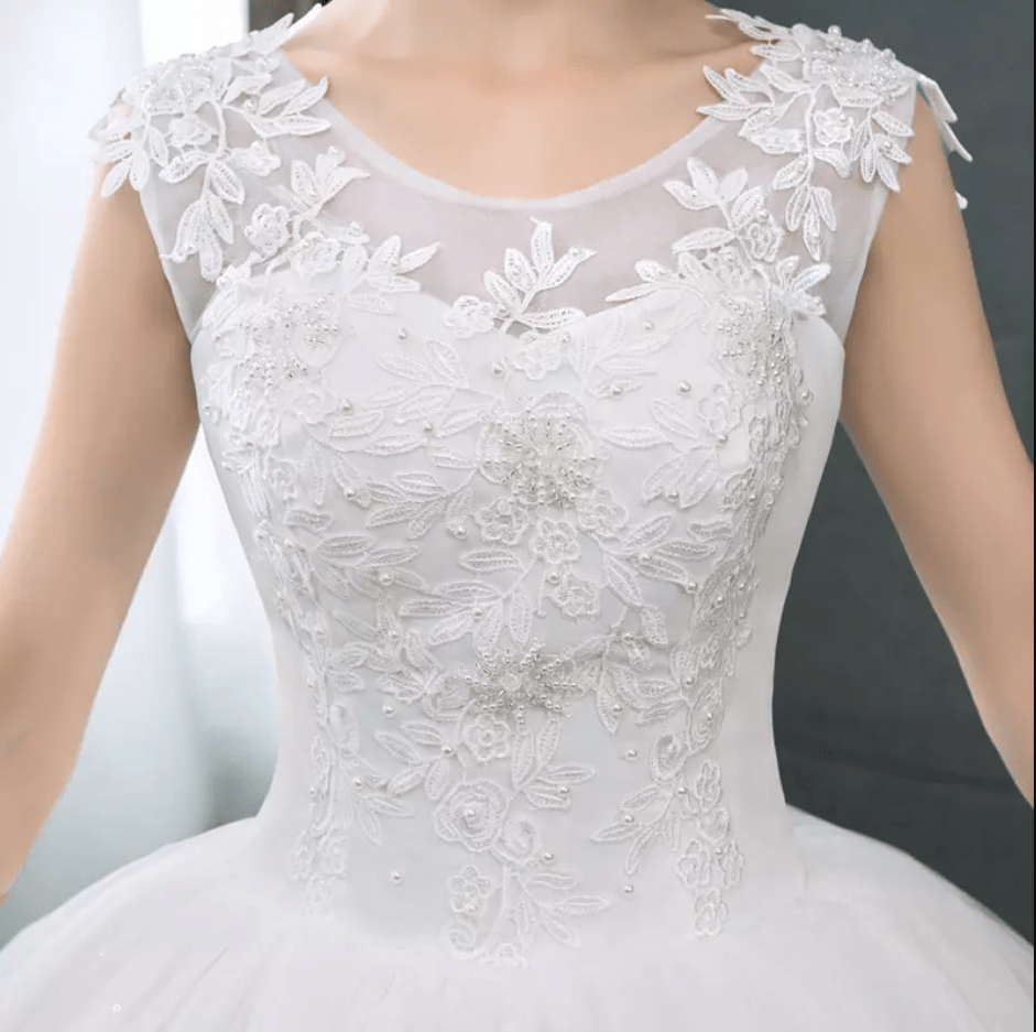 Floral Appliques Ball Wedding Dress - Mura Boutique