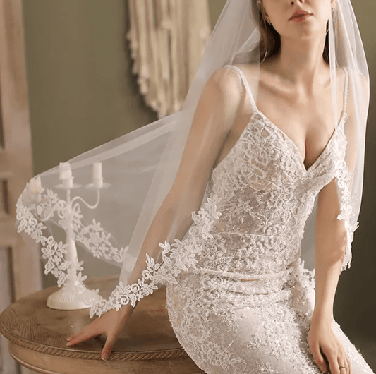 Floral Embroidery Bridal Veil - Mura Boutique