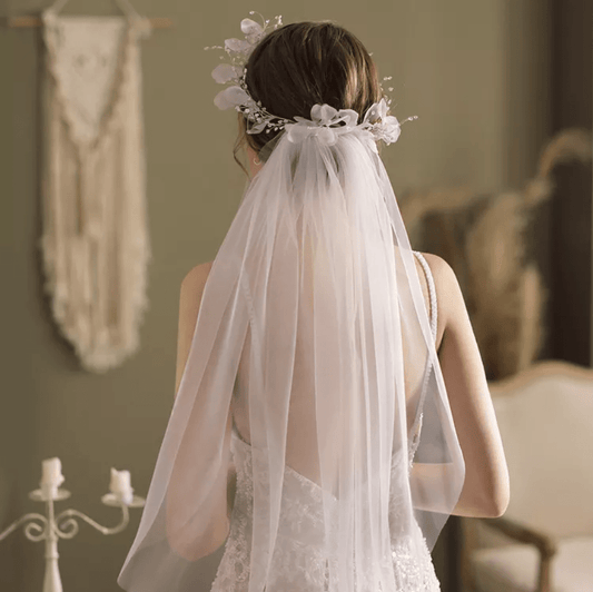 Floral Garland Bridal Veil - Mura Boutique