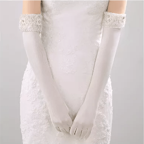 Floral Lace Cuffs Wedding Gloves - Mura Boutique