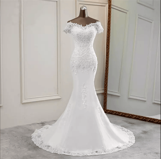 Floral Lace Mermaid Wedding Dress - Mura Boutique