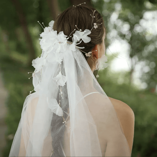 Flower Mesh Bridal Veil - Mura Boutique