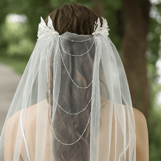 Leaf Pearl Decor Bridal Veil - Mura Boutique