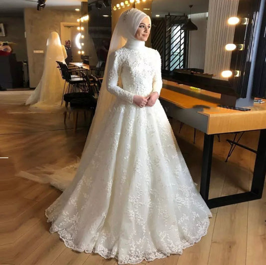 Long sleeves wedding gown dress - Mura Boutique