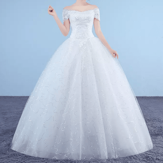 Off Shoulder Ball Wedding Dress - Mura Boutique