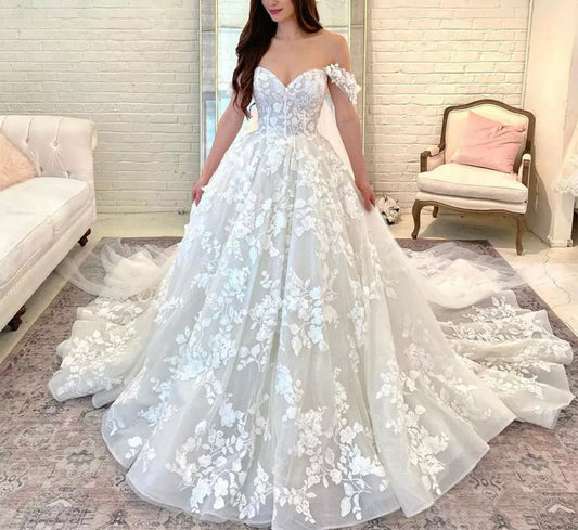 Off shoulder bridal wedding gown - Mura Boutique