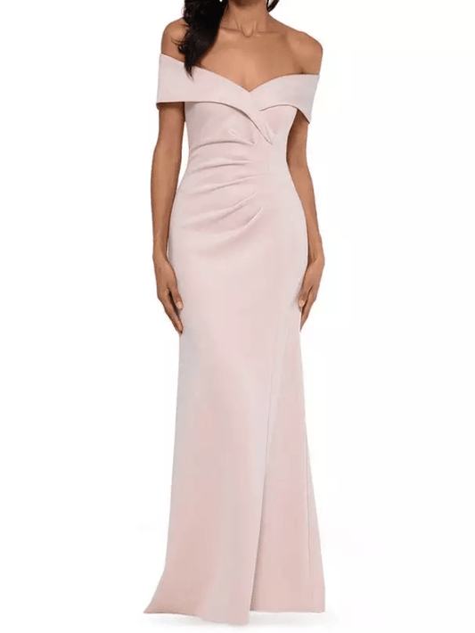 Off Shoulder Chiffon Evening Gown - Mura Boutique