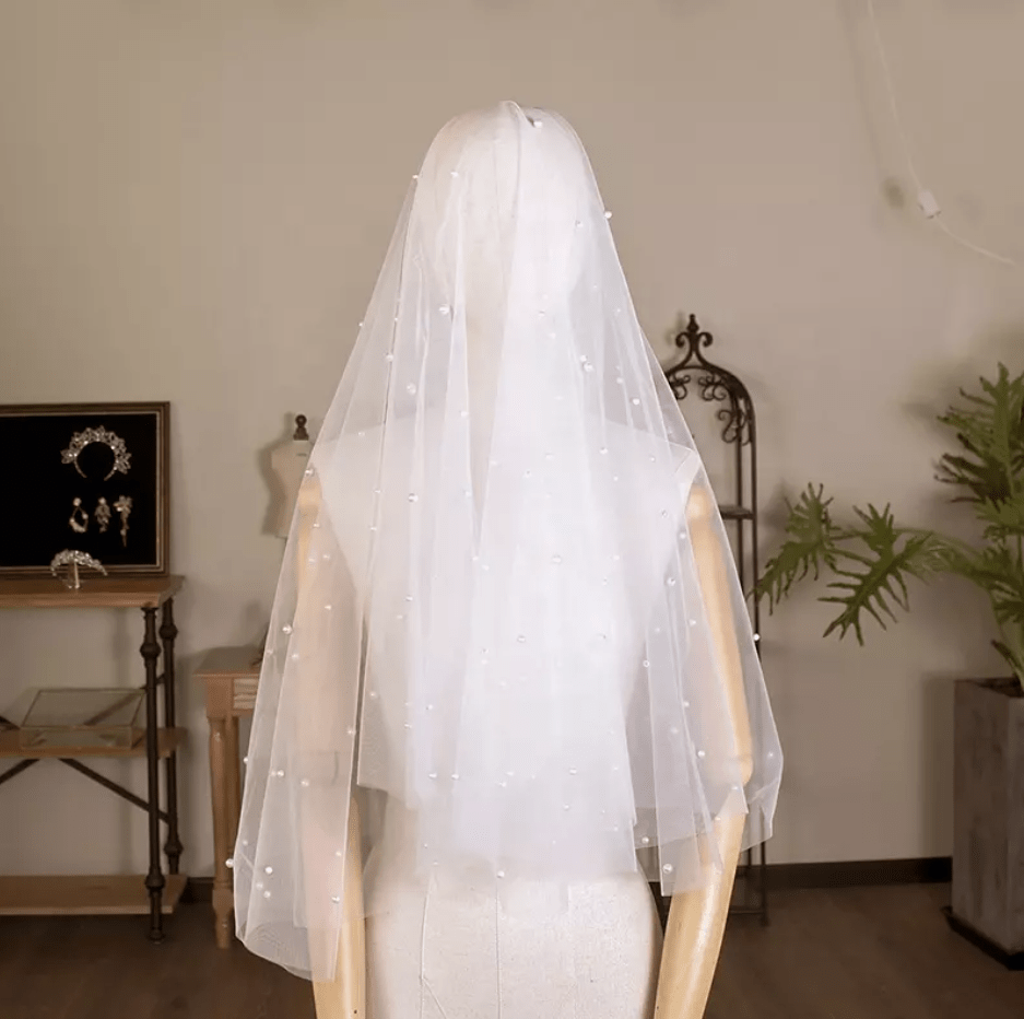 Pearl Decor Bridal Veil - Mura Boutique