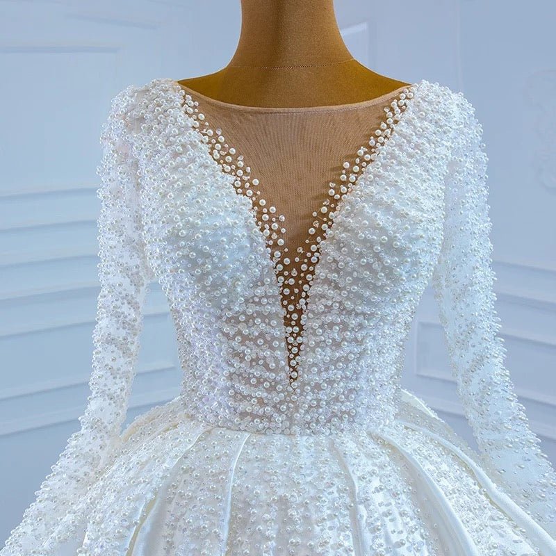 Pearls bridal ball gown wedding dress - Mura Boutique