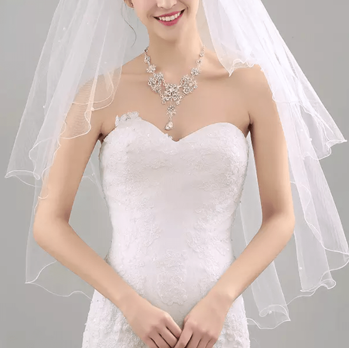 Piping Trim Bridal Veil - Mura Boutique