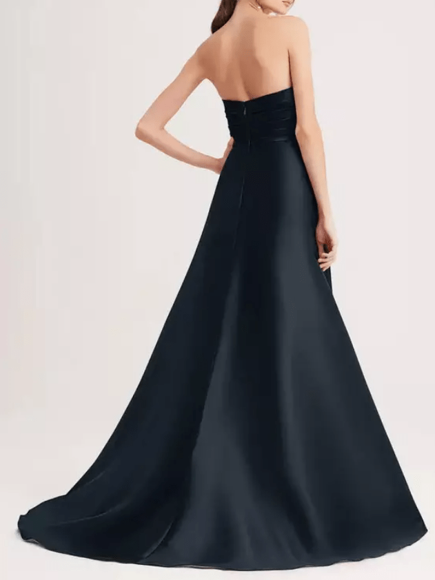 Semi - Sweetheart Satin Evening Gown - Mura Boutique