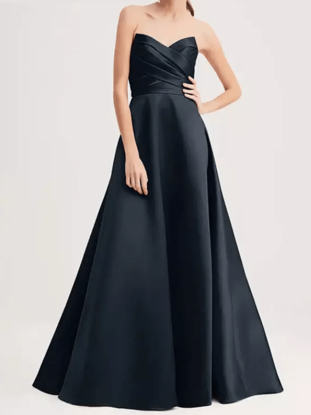 Semi - Sweetheart Satin Evening Gown - Mura Boutique