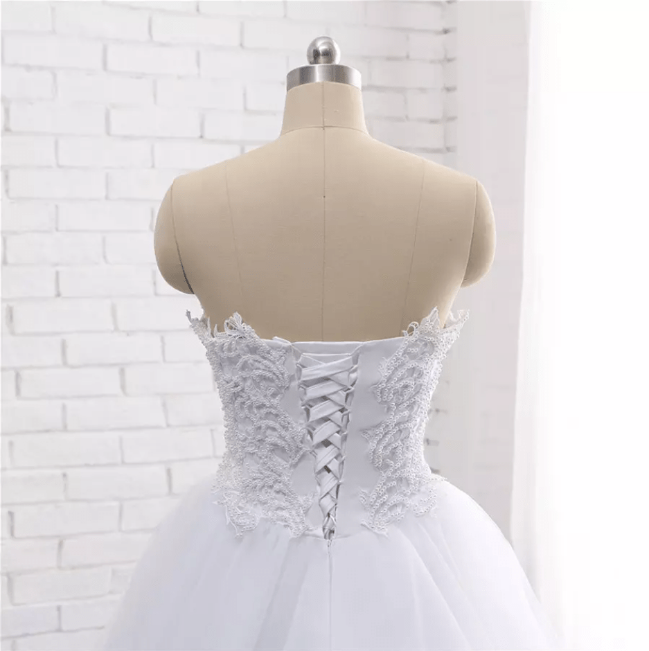 Sleeveless Pearl Wedding Dress - Mura Boutique