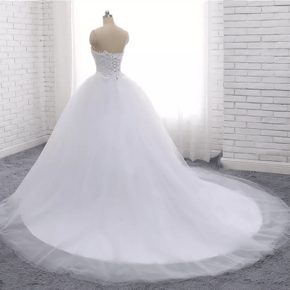 Sleeveless Pearl Wedding Dress - Mura Boutique