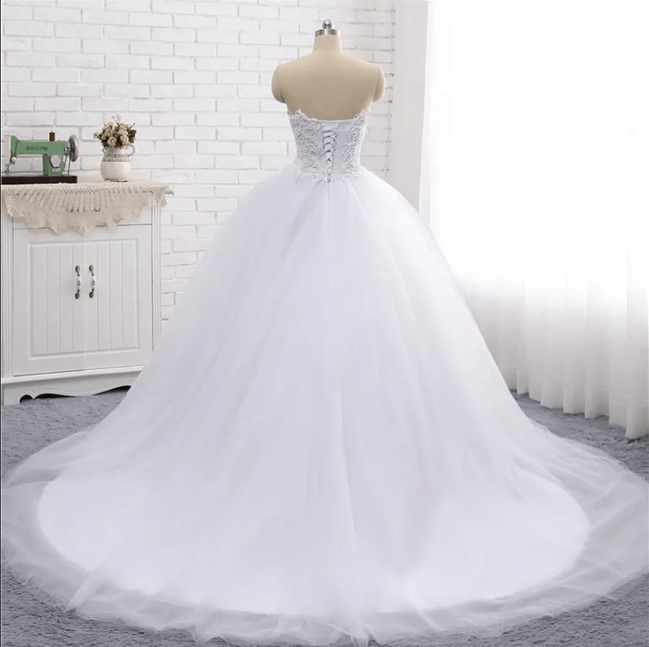 Sleeveless Pearl Wedding Dress - Mura Boutique