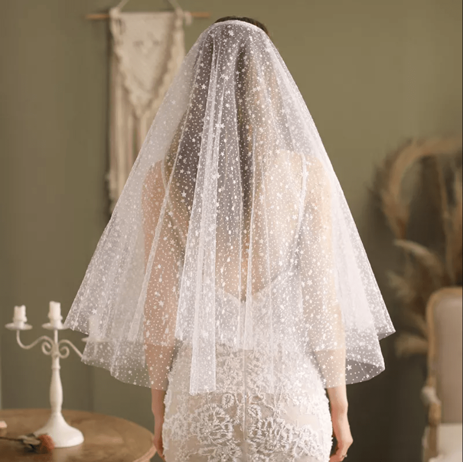 Star Appliques Bridal Veil - Mura Boutique