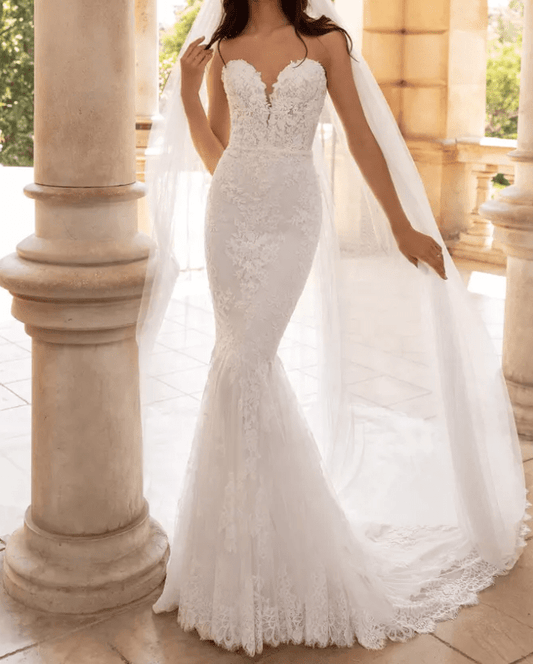 Sweetheart Mermaid Lace Embroidery Wedding Dress - Mura Boutique