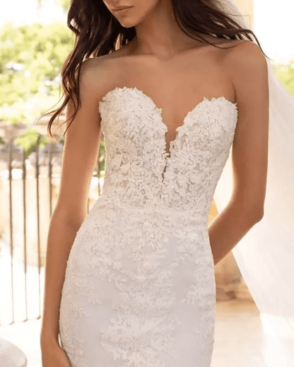 Sweetheart Mermaid Lace Embroidery Wedding Dress - Mura Boutique