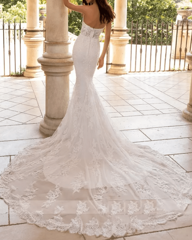 Sweetheart Mermaid Lace Embroidery Wedding Dress - Mura Boutique