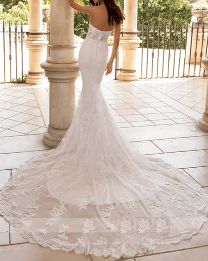 Sweetheart Mermaid Lace Embroidery Wedding Dress - Mura Boutique