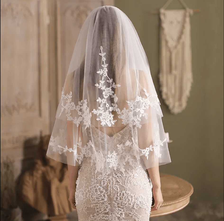 Two - Layer Floral Vines Bridal Veil - Mura Boutique