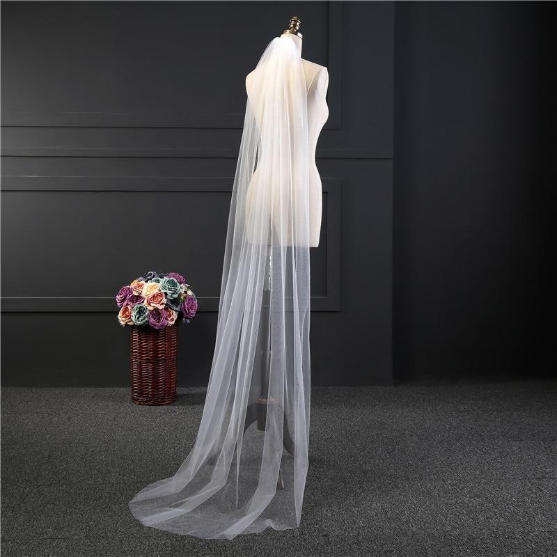 White/Ivory Wedding Veil One - Layer Long Bridal Veil - Mura Boutique