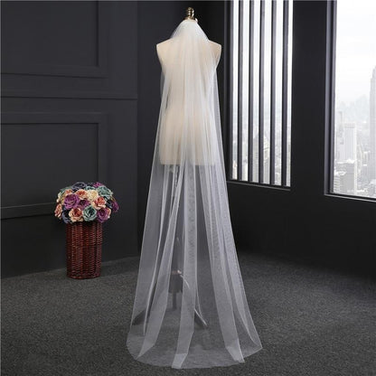 White/Ivory Wedding Veil One - Layer Long Bridal Veil - Mura Boutique