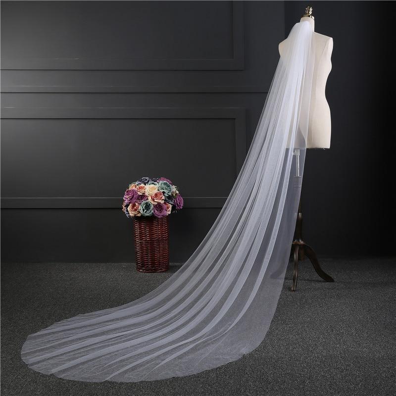 White/Ivory Wedding Veil One - Layer Long Bridal Veil - Mura Boutique