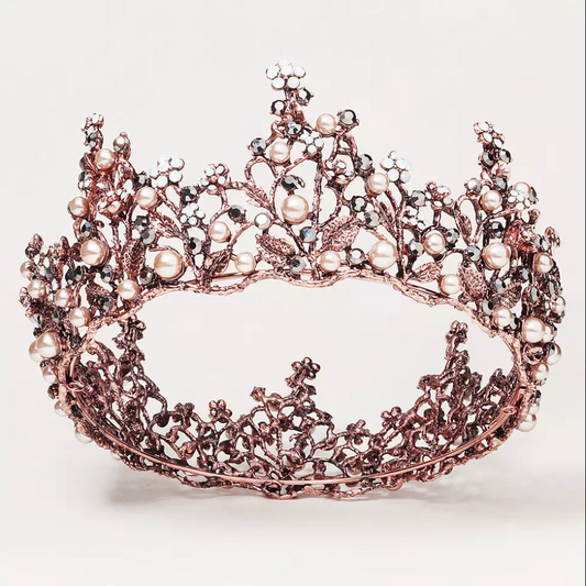 Vintage Round Faux Pearls Wedding Crown